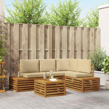 5 pz Set di divani da esterno Naturale e Beige
