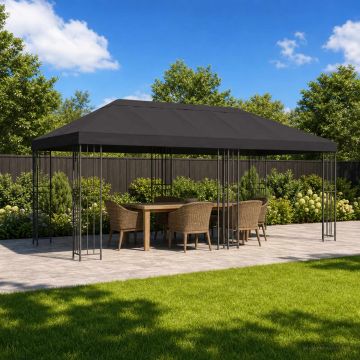 Gazebo da giardino 6 x 3 m Antracite Poliestere e Acciaio