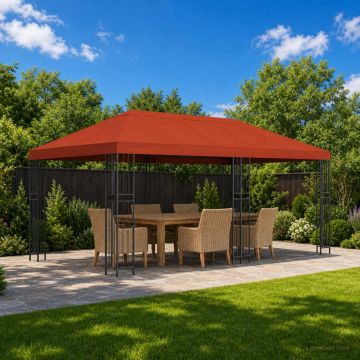 Gazebo da giardino 6 x 3 m Terracotta Poliestere e Acciaio