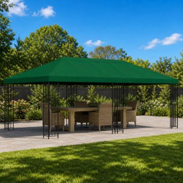 Gazebo da giardino 6 x 3 m Verde Poliestere e Acciaio 190 gsm
