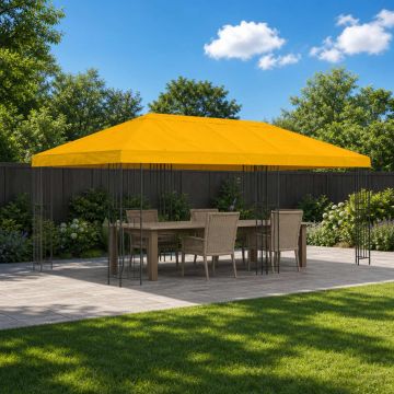 Gazebo da giardino 6 x 3 m Giallo Poliestere e Acciaio 190 gsm