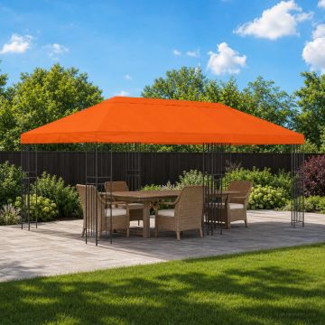 Gazebo da giardino 6 x 3 m Arancione Poliestere e Acciaio