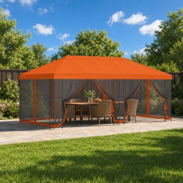 Gazebo con pareti laterali 6 x 3 m Arancione