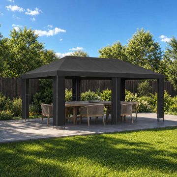 Gazebo da giardino 6 x 3 m Antracite Poliestere e Acciaio