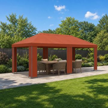 Gazebo da giardino 6 x 3 m Terracotta Poliestere e Acciaio