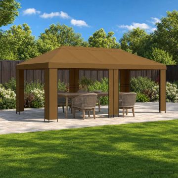 Gazebo da giardino 6 x 3 m Tortora Poliestere e Acciaio 190 gsm