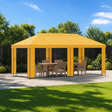 Gazebo da giardino 6 x 3 m Giallo Poliestere e Acciaio 190 gsm