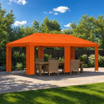 Gazebo da giardino 6 x 3 m Arancione Poliestere e Acciaio
