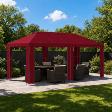Gazebo da giardino 6 x 3 m Borgogna Poliestere e Acciaio