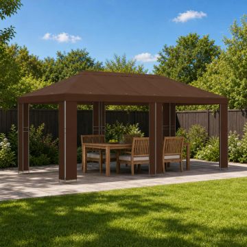 Gazebo da giardino 6 x 3 m Marrone Poliestere e Acciaio 190 gsm