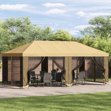 Gazebo da giardino con pareti laterali 6 x 3 m Crema