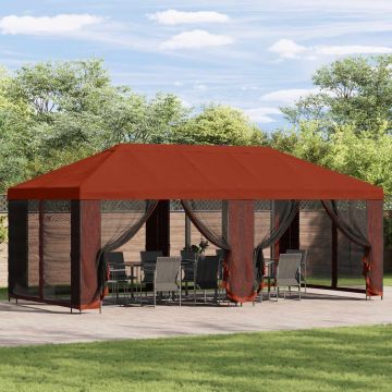 Gazebo da giardino con pareti laterali 6 x 3 m Terracotta