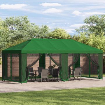 Gazebo da giardino con pareti laterali 6 x 3 m Verde