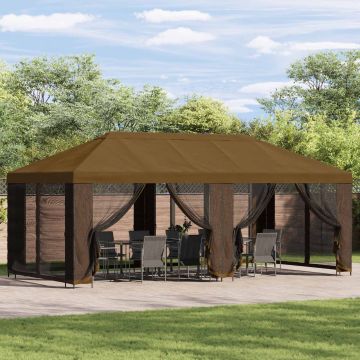 Gazebo da giardino con pareti laterali 6 x 3 m Tortora