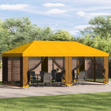 Gazebo da giardino con pareti laterali 6 x 3 m Giallo