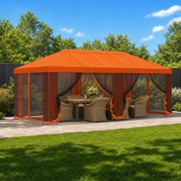 Gazebo da giardino con pareti laterali 6 x 3 m Arancione
