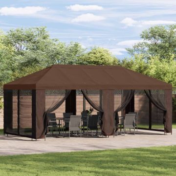 Gazebo da giardino con pareti laterali 6 x 3 m Marrone
