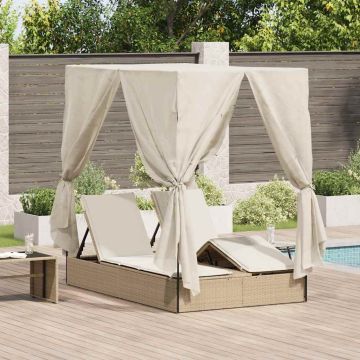 Lettino da sole doppio Beige polyrattan