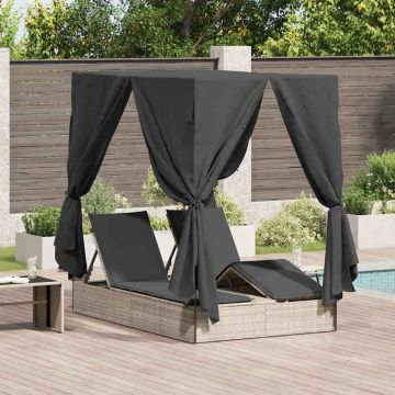 Lettino da sole doppio Grigio chiaro polyrattan