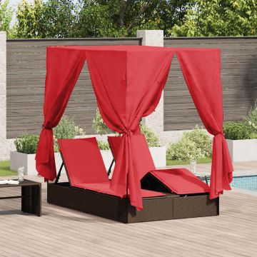Lettino da sole doppio Rosso polyrattan