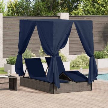 Lettino da sole doppio Nero polyrattan