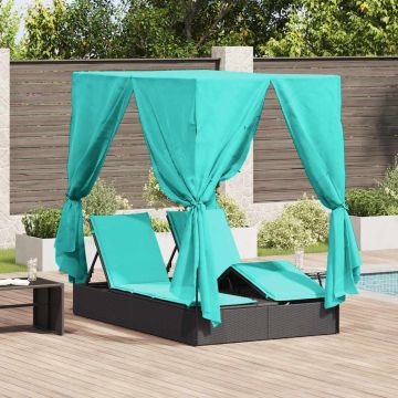 Lettino da sole doppio Turchese polyrattan