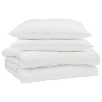 Piumino Letto Estivo con cuscino 3 pz Bianco Microfibra