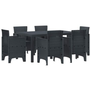 Set da Pranzo per Giardino 7 pz Antracite Rattan Polt