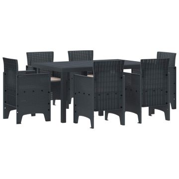 Set da Pranzo per Giardino 7 pz Antracite Rattan Polt