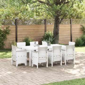Set da Pranzo per Giardino 9 pz Bianco Polipropilene