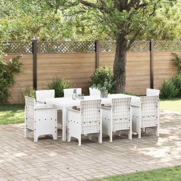 Set da Pranzo per Giardino 9 pz Bianco Polipropilene