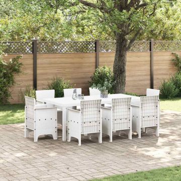 Set da Pranzo per Giardino 9 pz Bianco Polipropilene
