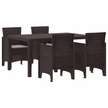 Set da Pranzo per Giardino 5 pz Marrone Rattan Polt