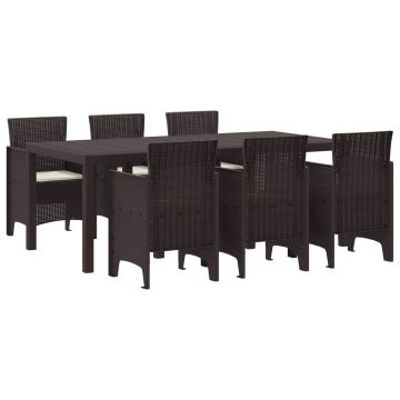 Set da Pranzo per Giardino 7 pz Marrone Polipropilene