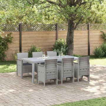 Set da Pranzo per Giardino 7 pz Grigio Chiaro Polipropilene