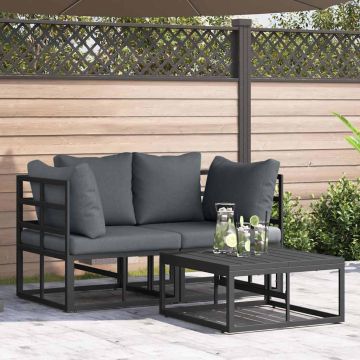Set Divano da Giardino 3 pz Nero Metallo