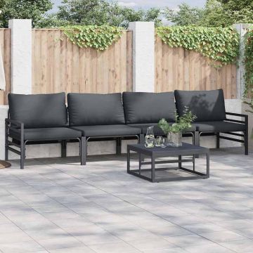 Set Divano da Giardino 5 pz Nero Acciaio