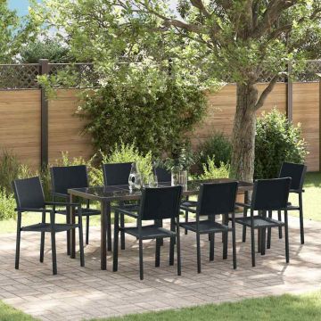Set da Pranzo per Giardino 9 pz Nero
