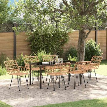 Set da Pranzo per Giardino 7 pz Marrone