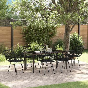 Set da Pranzo per Giardino 7 pz Nero