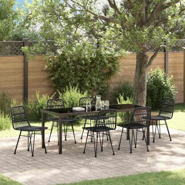Set da Pranzo per Giardino 7 pz Nero