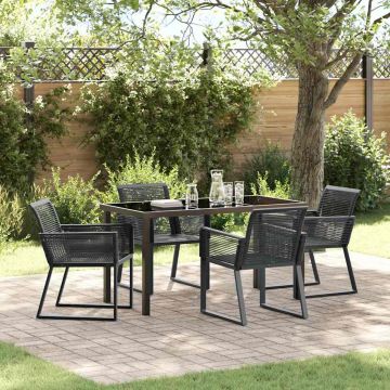 Set da Pranzo per Giardino 5 pz Nero