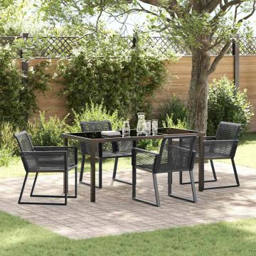 Set da Pranzo per Giardino 5 pz Nero