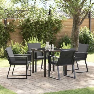 Set da Pranzo per Giardino 5 pz Nero