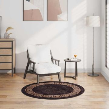 Tappeto Lavabile φ120 cm Nero e Oro