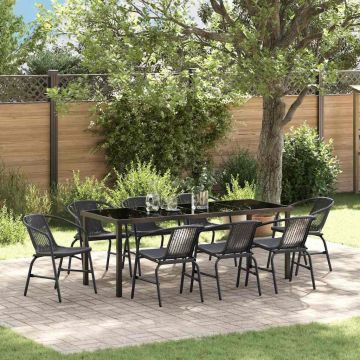 Set da Pranzo per Giardino 9 pz Nero