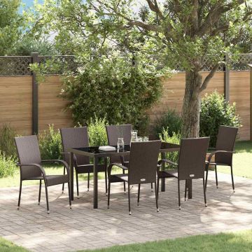 Set da Pranzo per Giardino 7 pz Marrone