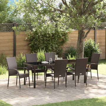 Set da Pranzo per Giardino 7 pz Marrone