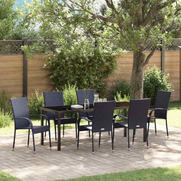 Set da Pranzo per Giardino 7 pz Nero