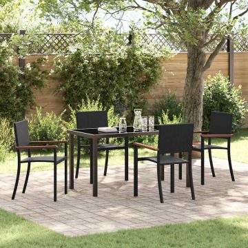 Set da Pranzo per Giardino 5 pz Nero